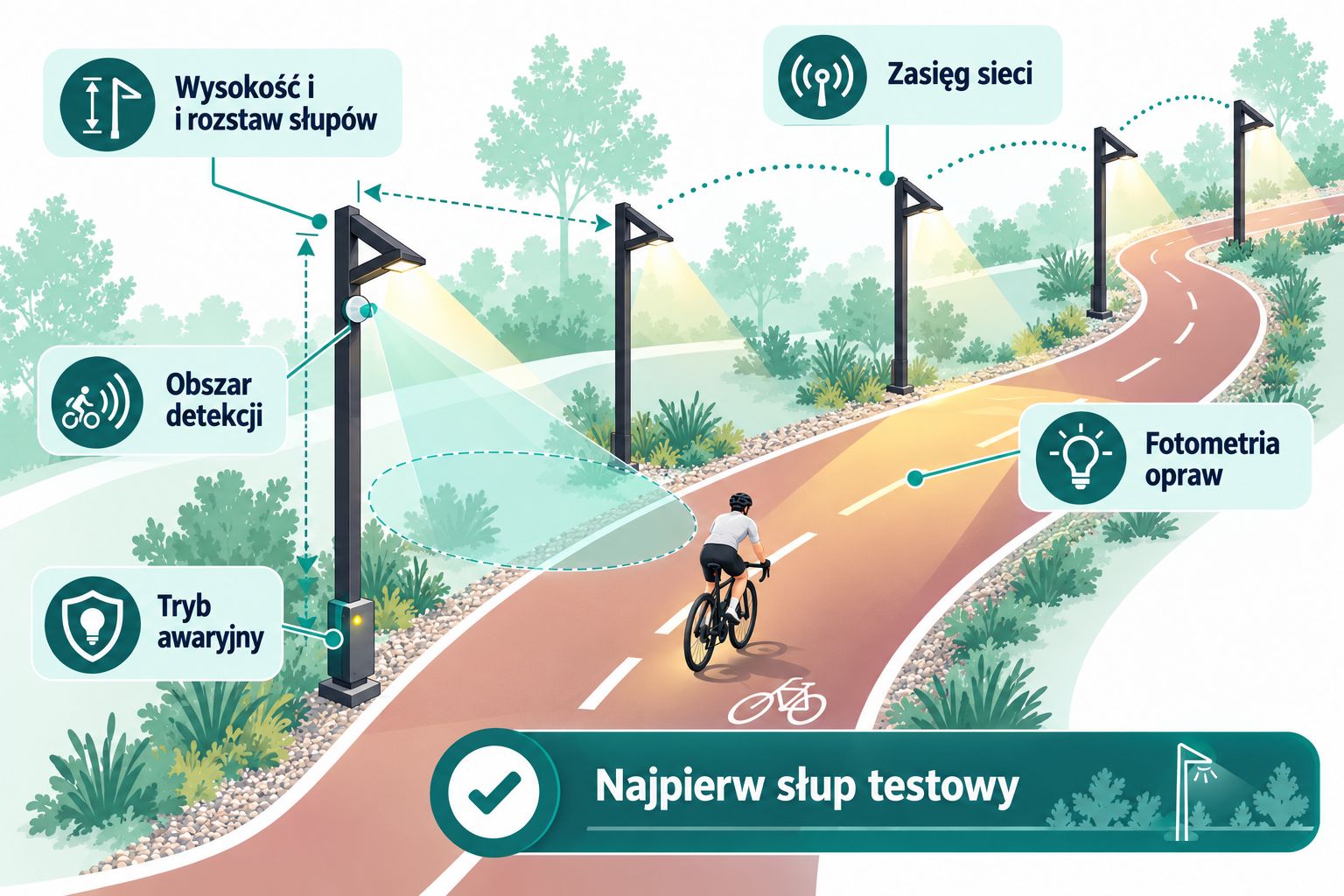 Parametry projektowania adaptacyjnego systemu oświetlenia ścieżki rowerowej